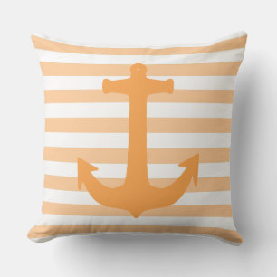 Anker und Streifen Peach nautische Thema Kissen