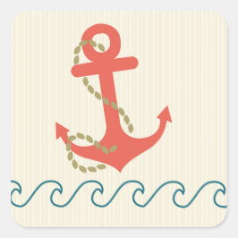 Anker und Waves Nautic Quadratischer Aufkleber