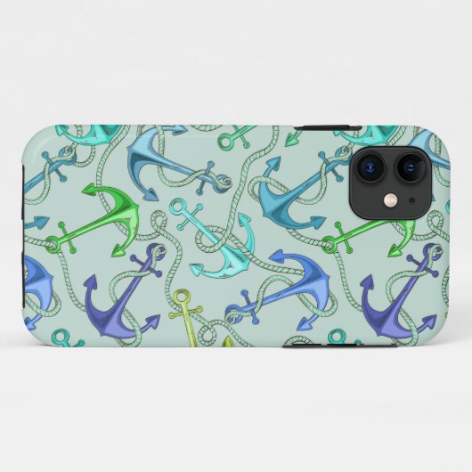 Anker und Wellenmuster Case-Mate iPhone Hülle (Rückseite (Horizontal))