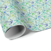 Anker und Wellenmuster Geschenkpapier (Rolleneckpunkt)