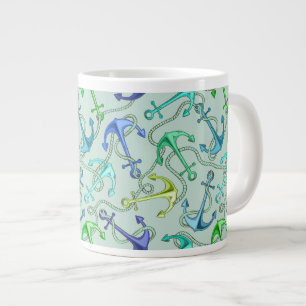 Anker und Wellenmuster Jumbo-Tasse