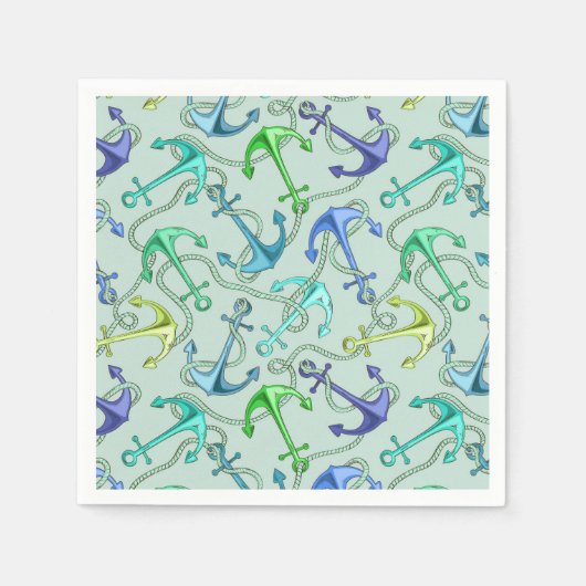 Anker und Wellenmuster Serviette (Vorderseite)