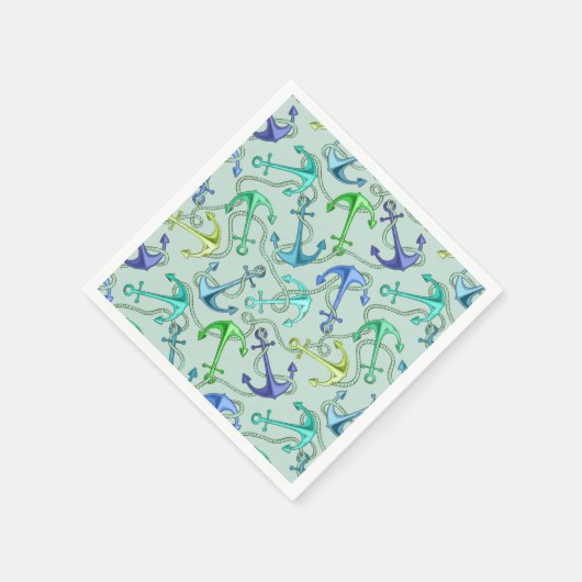 Anker und Wellenmuster Serviette (Ecke)