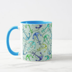 Anker und Wellenmuster Tasse