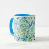Anker und Wellenmuster Tasse (Vorderseite Links)