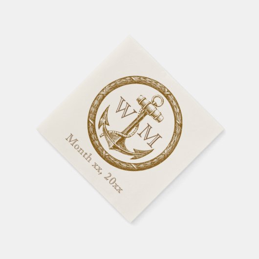 Anker- und Wreath-Monogramm Serviette (Ecke)