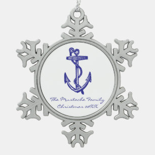 Anker-Verzierung mit Seil Schneeflocken Zinn-Ornament