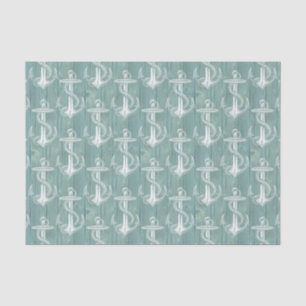Anker-Vintages Aqua-hölzernes Strand-Seidenpapier Seidenpapier