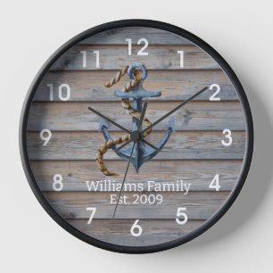 Anker-Wanduhr mit schwarzem Holzrahmen Uhr