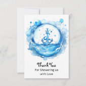 Anker & Waves: Wasserfarben-Kinderdusche Dankeskarte (Vorderseite)