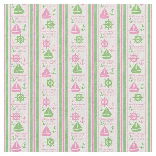 Anker weg Girl Nautical Baby Dusche Stoff (Nahaufnahme)