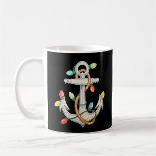 Anker Weihnachts-Xmas-Lichter Segelkreuzfahrtboot Kaffeetasse