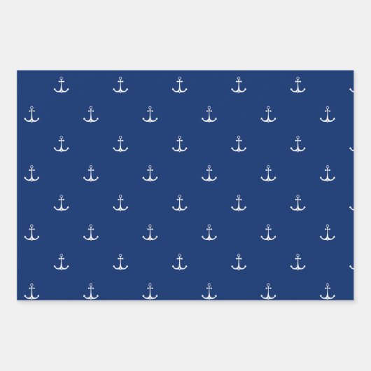 Anker zu Navy Blue Background Nautical Theme Geschenkpapier Set (Vorderseite 3)