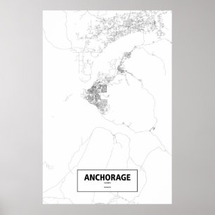 Ankerage, Alaska (schwarz auf weiß) Poster