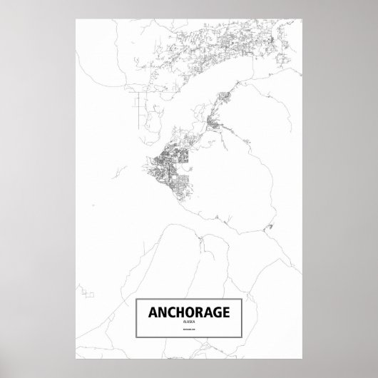 Ankerage, Alaska (schwarz auf weiß) Poster (Vorne)