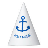 Ankerblau Ihr Bootname Custom White Partyhütchen (Vorderseite)