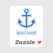 Ankerblau Personalisiert Ihr Bootname Aufkleber (Blatt)