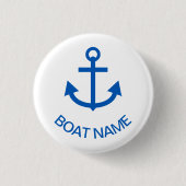 Ankerblau Personalisiert Ihr Bootname Button (Vorderseite)