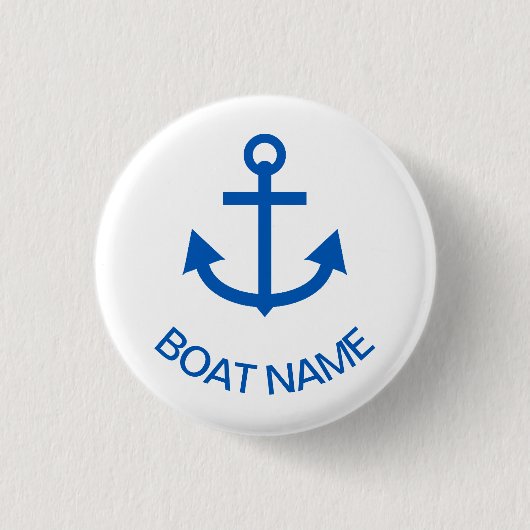 Ankerblau Personalisiert Ihr Bootname Button (Vorderseite)
