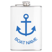 Ankerblau Personalisiert Ihr Bootname Flachmann (Vorderseite)
