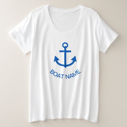 Ankerblau Personalisiert Ihr Bootname Große Größe T-Shirt (Design vorne)