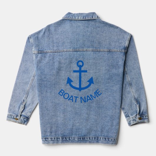 Ankerblau Personalisiert Ihr Bootname Jeansjacke (Rückseite)