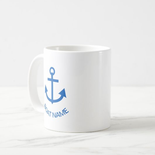 Ankerblau Personalisiert Ihr Bootname Kaffeetasse (Vorderseite Links)