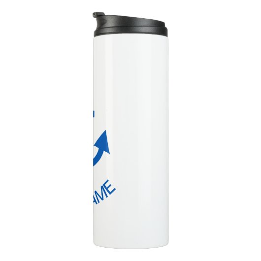 Ankerblau Personalisiert Ihr Bootname Thermosbecher (Nach rechts gedreht)