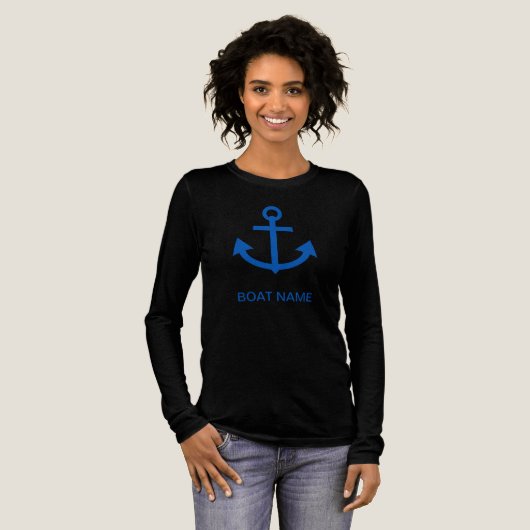 Ankerblau Personalisiert Ihr Bootname Tri-Blend Shirt (Volle Vorderseite)