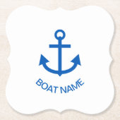 Ankerblau Personalisiert Ihr Bootname Untersetzer (Vorderseite)