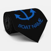 Ankerblau Personalisiert Ihr Bootsname Schwarz Krawatte (Gerollt)