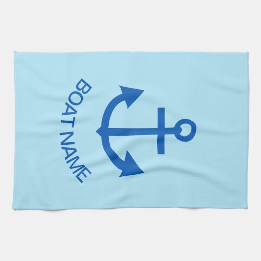 Ankerblau Personalisiert Ihr Name Ihres Bootes bla Geschirrtuch (Horizontal)