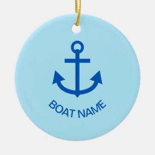 Ankerblau Personalisiert Ihr Name Ihres Bootes bla Keramik Ornament