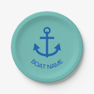 Ankerblau Personalisiert Ihr Schiff Name Meer grün Pappteller