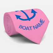 Ankerblau Personalisiert Name des Schiffes Rosa Krawatte (Gerollt)