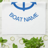Ankerblau Personalisiert, Name des Schiffes weiß Geschirrtuch (Gefaltet)