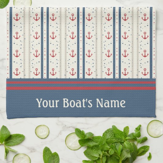 Ankerboot Geschirrtuch (Gefaltet)