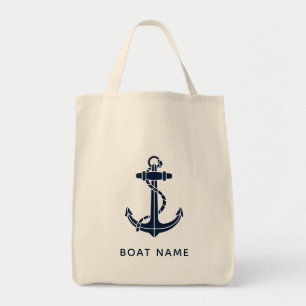 Ankerboot Name Navy Blau Benutzerdefiniert Tragetasche