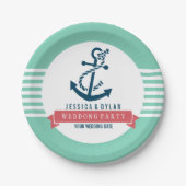 Ankerbord mit weißen Streifen Pappteller (Vorderseite)