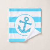 Ankerdesign blau gestreift badhandtuch set (Waschlappen)