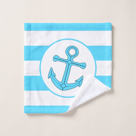 Ankerdesign blau gestreift badhandtuch set (Waschlappen)