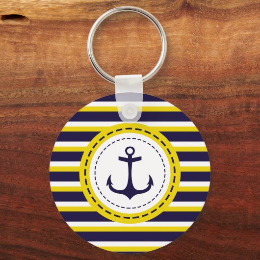 Ankerdesign der naustralischen blaugelben Streifen Schlüsselanhänger (Vorderseite)