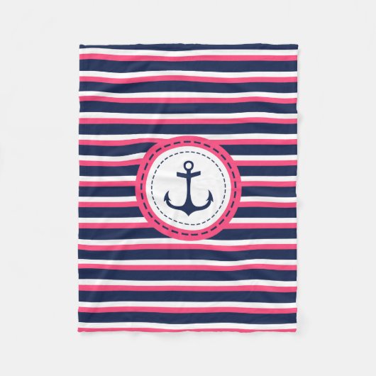 Ankerdesign der naustralischen Navy Blue Hot Pink Fleecedecke (Vorderseite)