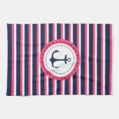 Ankerdesign der naustralischen Navy Blue Hot Pink  Handtuch (Horizontal)