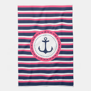 Ankerdesign der naustralischen Navy Blue Hot Pink  Handtuch