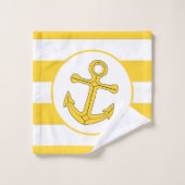 Ankerdesign gelb gestreift badhandtuch set (Waschlappen)