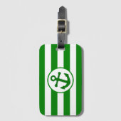 Ankerdesign grün gestreift gepäckanhänger (Vorderseite Vertikal)