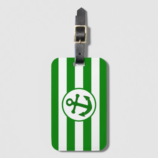 Ankerdesign grün gestreift gepäckanhänger (Vorderseite Vertikal)