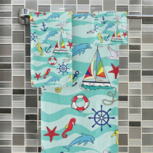 Ankerdolphin für Schiffsmuster Badhandtuch Set