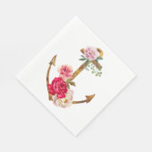 Ankerfarben rosa Blume Vintages Party Serviette (Ecke)